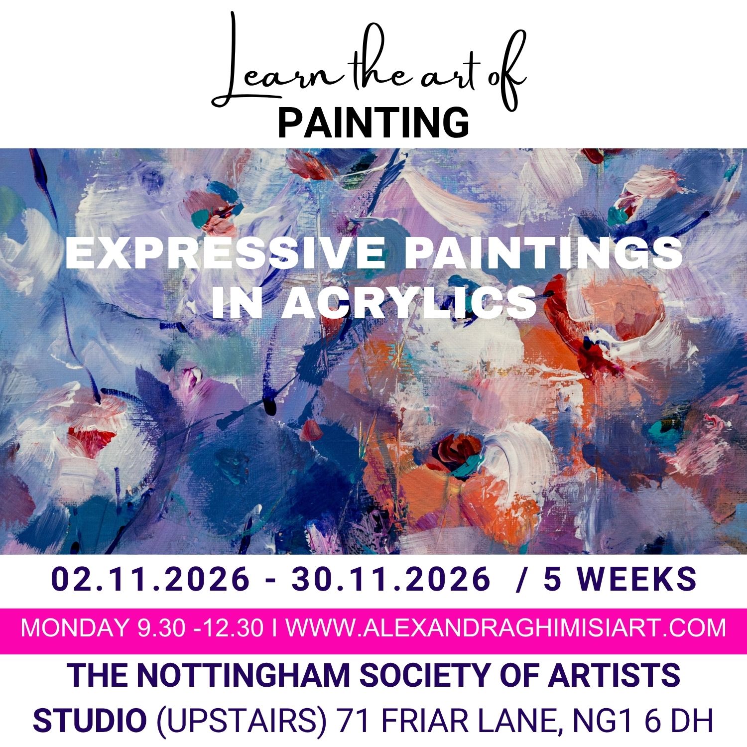 From the organiser's page for Expressive paintings in acrylics (five-week course)